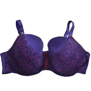 Deesse Purple Red Bra Lace Satin Underwire Size 40DDD